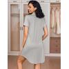imageEkouaer Womens Nightgown Button Down Nightshirt V Neck Sleepshirt Short Sleeve Sleepwear Soft Pajama DressLight Grey