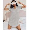 imageEkouaer Womens Nightgown Button Down Nightshirt V Neck Sleepshirt Short Sleeve Sleepwear Soft Pajama DressLight Grey