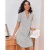 imageEkouaer Womens Nightgown Button Down Nightshirt V Neck Sleepshirt Short Sleeve Sleepwear Soft Pajama DressLight Grey