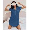 imageEkouaer Womens Nightgown Button Down Nightshirt V Neck Sleepshirt Short Sleeve Sleepwear Soft Pajama DressNavy