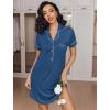 imageEkouaer Womens Nightgown Button Down Nightshirt V Neck Sleepshirt Short Sleeve Sleepwear Soft Pajama DressNavy