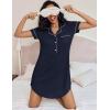 imageEkouaer Womens Nightgown Button Down Nightshirt V Neck Sleepshirt Short Sleeve Sleepwear Soft Pajama DressNavy Blue