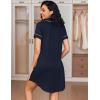 imageEkouaer Womens Nightgown Button Down Nightshirt V Neck Sleepshirt Short Sleeve Sleepwear Soft Pajama DressNavy Blue
