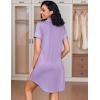 imageEkouaer Womens Nightgown Button Down Nightshirt V Neck Sleepshirt Short Sleeve Sleepwear Soft Pajama DressViolet