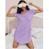 imageEkouaer Womens Nightgown Button Down Nightshirt V Neck Sleepshirt Short Sleeve Sleepwear Soft Pajama DressViolet