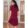 imageEkouaer Womens Nightgown Button Down Nightshirt V Neck Sleepshirt Short Sleeve Sleepwear Soft Pajama DressWine Red