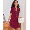 imageEkouaer Womens Nightgown Button Down Nightshirt V Neck Sleepshirt Short Sleeve Sleepwear Soft Pajama DressWine Red