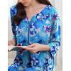 imageEkouaer Zipper Robes for Women 34 Sleeves Housecoat Soft Nightgowns Sleepwear Mumu House Dresses with Pockets S3XLFloral Blue