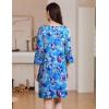 imageEkouaer Zipper Robes for Women 34 Sleeves Housecoat Soft Nightgowns Sleepwear Mumu House Dresses with Pockets S3XLFloral Blue