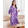 imageEkouaer Zipper Robes for Women 34 Sleeves Housecoat Soft Nightgowns Sleepwear Mumu House Dresses with Pockets S3XLFloral Purple