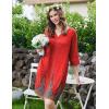 imageEkouaer Zipper Robes for Women 34 Sleeves Housecoat Soft Nightgowns Sleepwear Mumu House Dresses with Pockets S3XLFloral Red