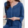 imageEkouaer Zipper Robes for Women 34 Sleeves Housecoat Soft Nightgowns Sleepwear Mumu House Dresses with Pockets S3XLSteel Blue