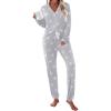 imageEkouaer Pajamas Set Long Sleeve Sleepwear Womens Button Down Nightwear Soft Pj Loungewear with PocketsLight Gray With Pink Stars