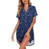 imageEkouaer Womens Nightgown Button Down Nightshirt V Neck Sleepshirt Short Sleeve Sleepwear Soft Pajama DressBlack Starry Sky