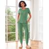 imageEkouaer Pajama Sets for Womens Rib Knit Lounge Set Jogger Pants Short Sleeve Sleepwear 2 Piece Outfits Set with PocketsGreen