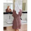 imageEkouaer Robes for Women Short Knit Bathrobe Lightweight Kimono Robe Knee Length Loungewear SXXLGray Purple