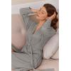 imageEkouaer Robes for Women Short Knit Bathrobe Lightweight Kimono Robe Knee Length Loungewear SXXLLight Grey