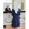 imageEkouaer Robes for Women Short Knit Bathrobe Lightweight Kimono Robe Knee Length Loungewear SXXLNavy Blue