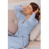 imageEkouaer Robes for Women Short Knit Bathrobe Lightweight Kimono Robe Knee Length Loungewear SXXLPale Blue