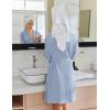 imageEkouaer Robes for Women Short Knit Bathrobe Lightweight Kimono Robe Knee Length Loungewear SXXLPale Blue