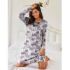 imageEkouaer Womens 2 Pack Sleepshirt Dress Comfortable Nightshirt Nightgown Long Sleeve Button Down SleepwearBlack cat Print