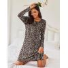 imageEkouaer Womens 2 Pack Sleepshirt Dress Comfortable Nightshirt Nightgown Long Sleeve Button Down SleepwearBlack leopard