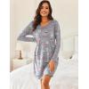 imageEkouaer Womens 2 Pack Sleepshirt Dress Comfortable Nightshirt Nightgown Long Sleeve Button Down SleepwearCoffee star Print