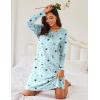 imageEkouaer Womens 2 Pack Sleepshirt Dress Comfortable Nightshirt Nightgown Long Sleeve Button Down SleepwearCoffee star Print