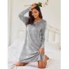 imageEkouaer Womens 2 Pack Sleepshirt Dress Comfortable Nightshirt Nightgown Long Sleeve Button Down SleepwearFlowers stars