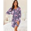 imageEkouaer Womens 2 Pack Sleepshirt Dress Comfortable Nightshirt Nightgown Long Sleeve Button Down SleepwearGrey Floral pink Floral