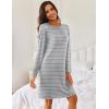 imageEkouaer Womens 2 Pack Sleepshirt Dress Comfortable Nightshirt Nightgown Long Sleeve Button Down SleepwearGrey Stripe flower