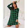 imageEkouaer Womens 2 Pack Sleepshirt Dress Comfortable Nightshirt Nightgown Long Sleeve Button Down SleepwearRed Plaid green Plaid