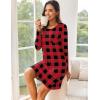 imageEkouaer Womens 2 Pack Sleepshirt Dress Comfortable Nightshirt Nightgown Long Sleeve Button Down SleepwearRed Plaid green Plaid