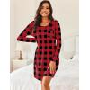 imageEkouaer Womens 2 Pack Sleepshirt Dress Comfortable Nightshirt Nightgown Long Sleeve Button Down SleepwearRed Plaid green Plaid