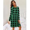 imageEkouaer Womens 2 Pack Sleepshirt Dress Comfortable Nightshirt Nightgown Long Sleeve Button Down SleepwearRed Plaid green Plaid