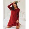 imageEkouaer Womens 2 Pack Sleepshirt Dress Comfortable Nightshirt Nightgown Long Sleeve Button Down SleepwearWine Red navy Blue