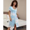 imageEkouaer Womens Nightshirt Button Down Sleep Shirts Short Sleeve Nightgown VNeck Sleepdress Soft SleepwearBlue Daisy