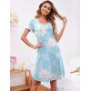 imageEkouaer Womens Nightshirt Button Down Sleep Shirts Short Sleeve Nightgown VNeck Sleepdress Soft SleepwearBlue Daisy