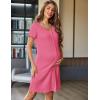 imageEkouaer Womens Nightshirt Button Down Sleep Shirts Short Sleeve Nightgown VNeck Sleepdress Soft SleepwearDark Pink