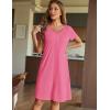 imageEkouaer Womens Nightshirt Button Down Sleep Shirts Short Sleeve Nightgown VNeck Sleepdress Soft SleepwearDark Pink