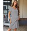 imageEkouaer Womens Nightshirt Button Down Sleep Shirts Short Sleeve Nightgown VNeck Sleepdress Soft SleepwearLight Grey