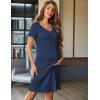 imageEkouaer Womens Nightshirt Button Down Sleep Shirts Short Sleeve Nightgown VNeck Sleepdress Soft SleepwearNavy Blue