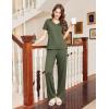 imageEkouaer Womens Pajamas Set Soft 2 Piece Lounge Sets Vneck Sleepwear Short Sleeve Top Pants with PocketsArmy Green