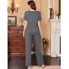 imageEkouaer Womens Pajamas Set Soft 2 Piece Lounge Sets Vneck Sleepwear Short Sleeve Top Pants with PocketsMedium Gray