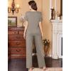 imageEkouaer Womens Pajamas Set Soft 2 Piece Lounge Sets Vneck Sleepwear Short Sleeve Top Pants with PocketsMoon Gray