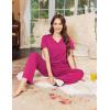 imageEkouaer Womens Pajamas Set Soft 2 Piece Lounge Sets Vneck Sleepwear Short Sleeve Top Pants with PocketsRose Red