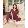 imageEkouaer Womens Pajamas Set Soft 2 Piece Lounge Sets Vneck Sleepwear Short Sleeve Top Pants with PocketsWine Red