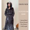 imageEkouaer Womens Robe Cute Animal Bathrobes Full Length Soft House Coat with Hood for Adult SXXLBlack Elk