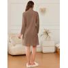 imageEkouaer Womens Zipper Robes Long Sleeves Bathobe Soft House Coat Sleepwear Knee Length Loungewear with Pockets SXXLBrown