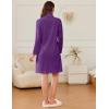 imageEkouaer Womens Zipper Robes Long Sleeves Bathobe Soft House Coat Sleepwear Knee Length Loungewear with Pockets SXXLPurple